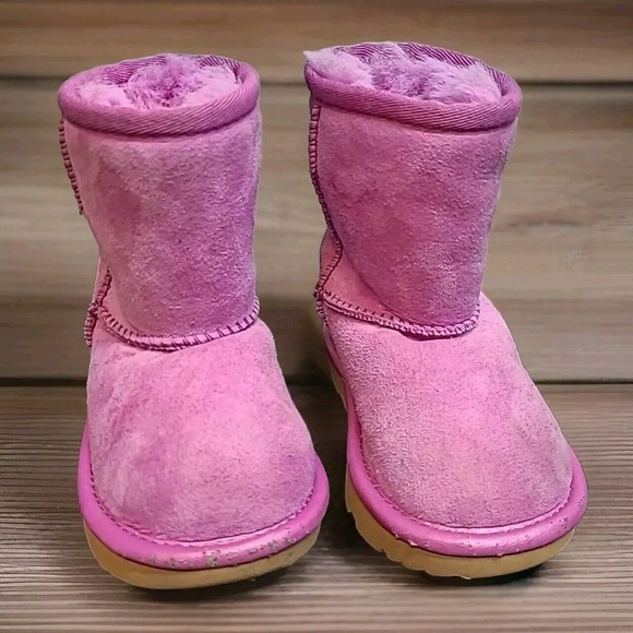 UGG Winter Snow Boots Youth 6 Pink Mid Calf Round‎ Toe Sherpa SN1139056T - Picture 2 of 14